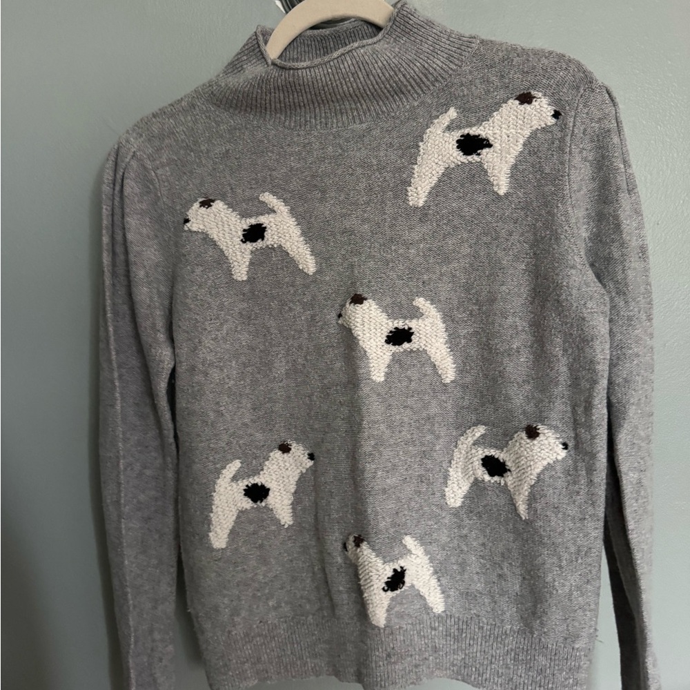 LOFT Gray Sweater with Dog Motif